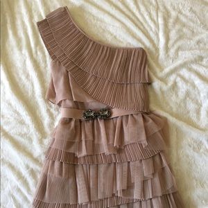 Beige one shoulder BCBG dress